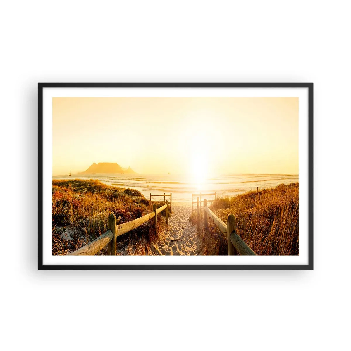 Plakat w czarnej ramie - Przez wydmę, w stronę słońca - 91x61 cm