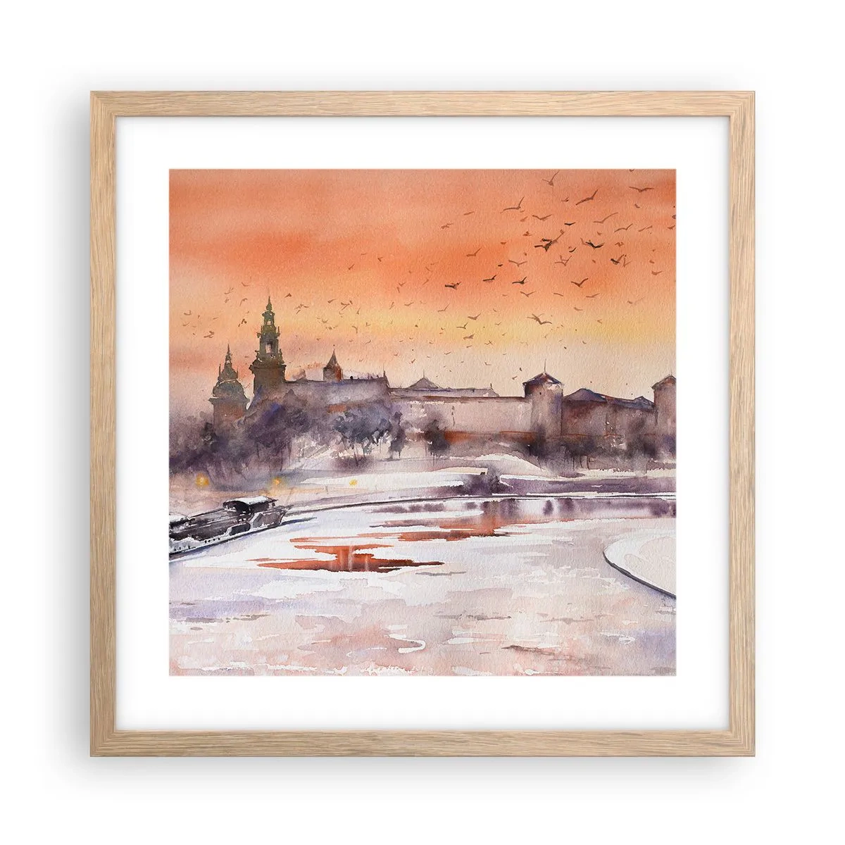 Plakat w ramie jasny dąb - Królewski zachód słońca - 40x40 cm