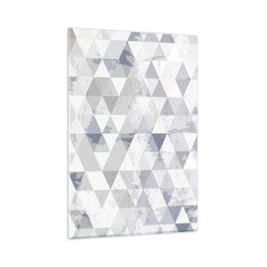 Obraz na szkle - Geometryczny wzór z trójkątów w pastelowych odcieniach - 80x120cm - W rytmie na trzy - Nowoczesna dekoracja ścienna do salonu i sypialni ARTTOR