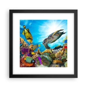 Plakat w czarnej ramie - Koralowa promenada - 30x30 cm