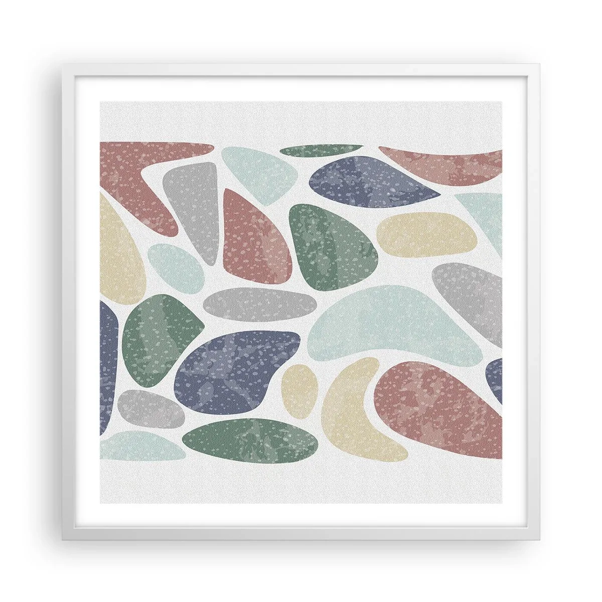 Plakat w białej ramie - Mozaika pudrowanych barw - 60x60 cm