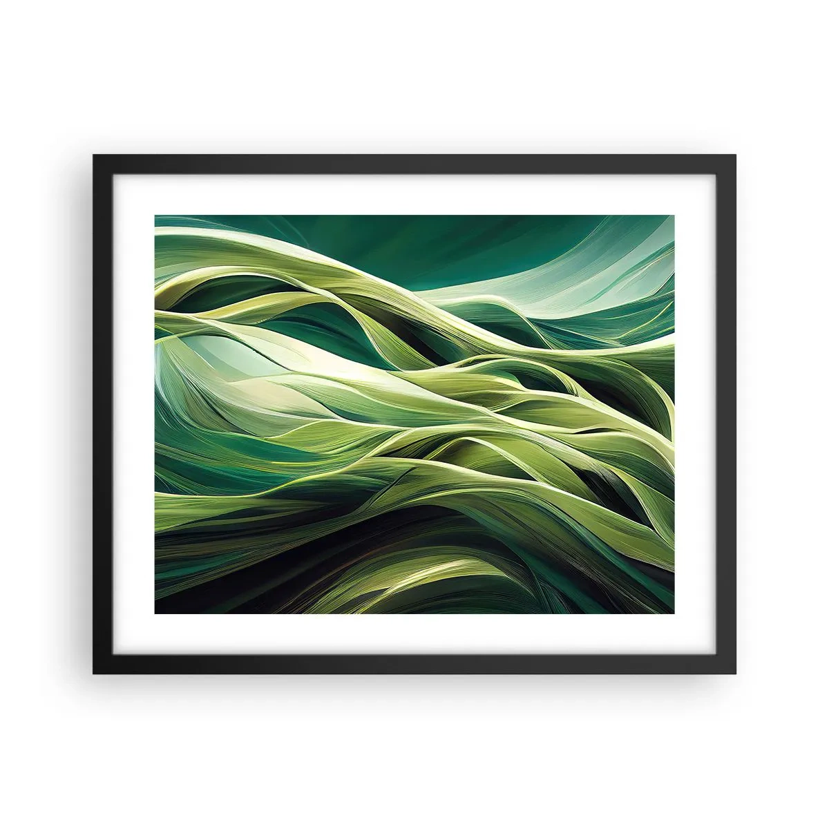 Plakat w czarnej ramie - Abstrakcyjna gra w zielone - 50x40 cm