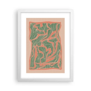 Plakat w białej ramie - Zmagania koralu i zieleni - 30x40 cm