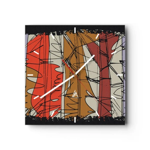 Zegar ścienny - Abstrakcyjna kompozycja w intensywnych kolorach - 30x30cm - Kompozycja spontaniczna - Nowoczesna dekoracja ścienna do salonu i sypialni ARTTOR