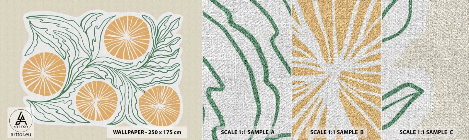 Fototapeta Próbka Premium Canvas - Etnicznie z nutą abstrakcji - Boho, Cytryna, Minimalizm - 100x30 cm