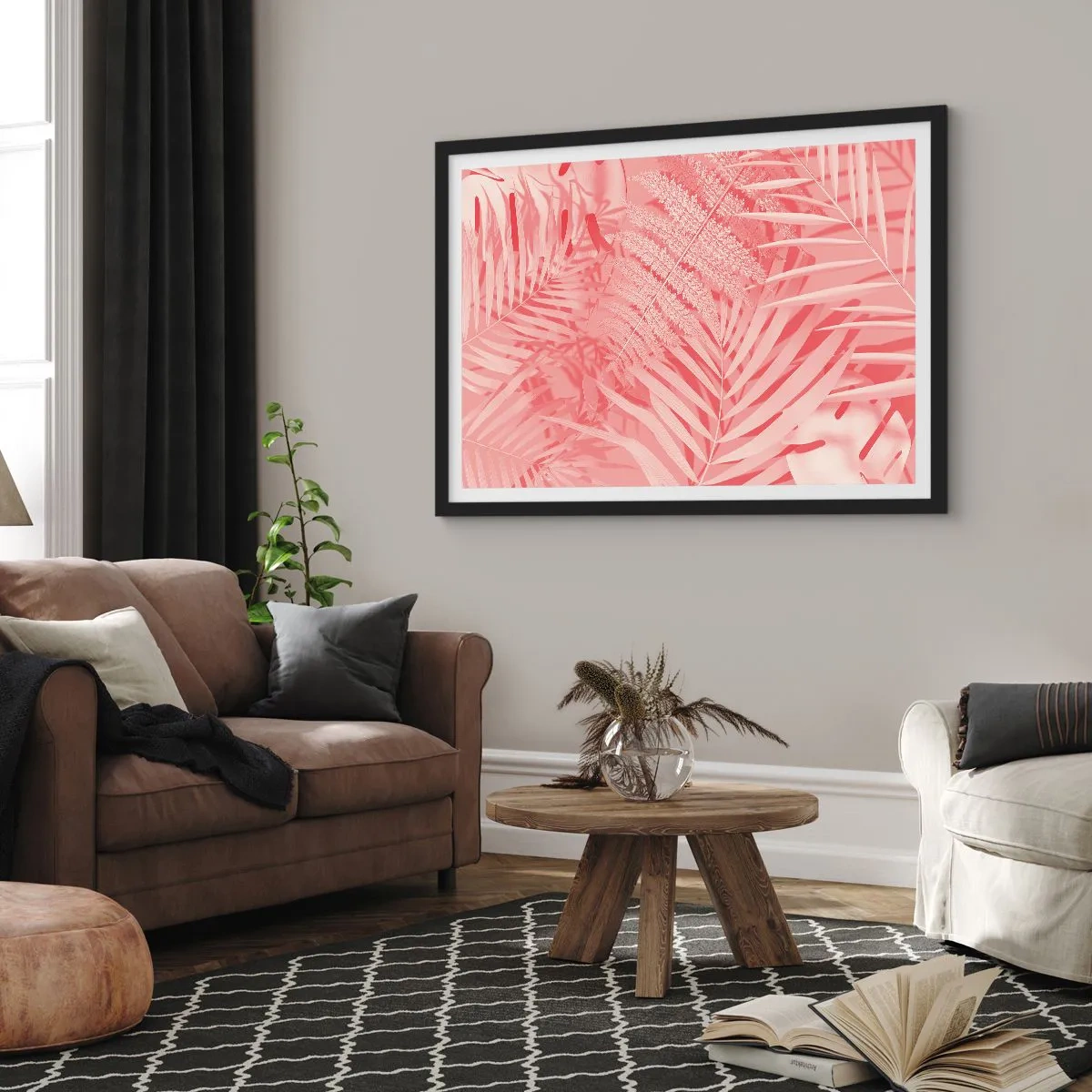 Plakat w czarnej ramie - Różowy koncept - 50x40 cm