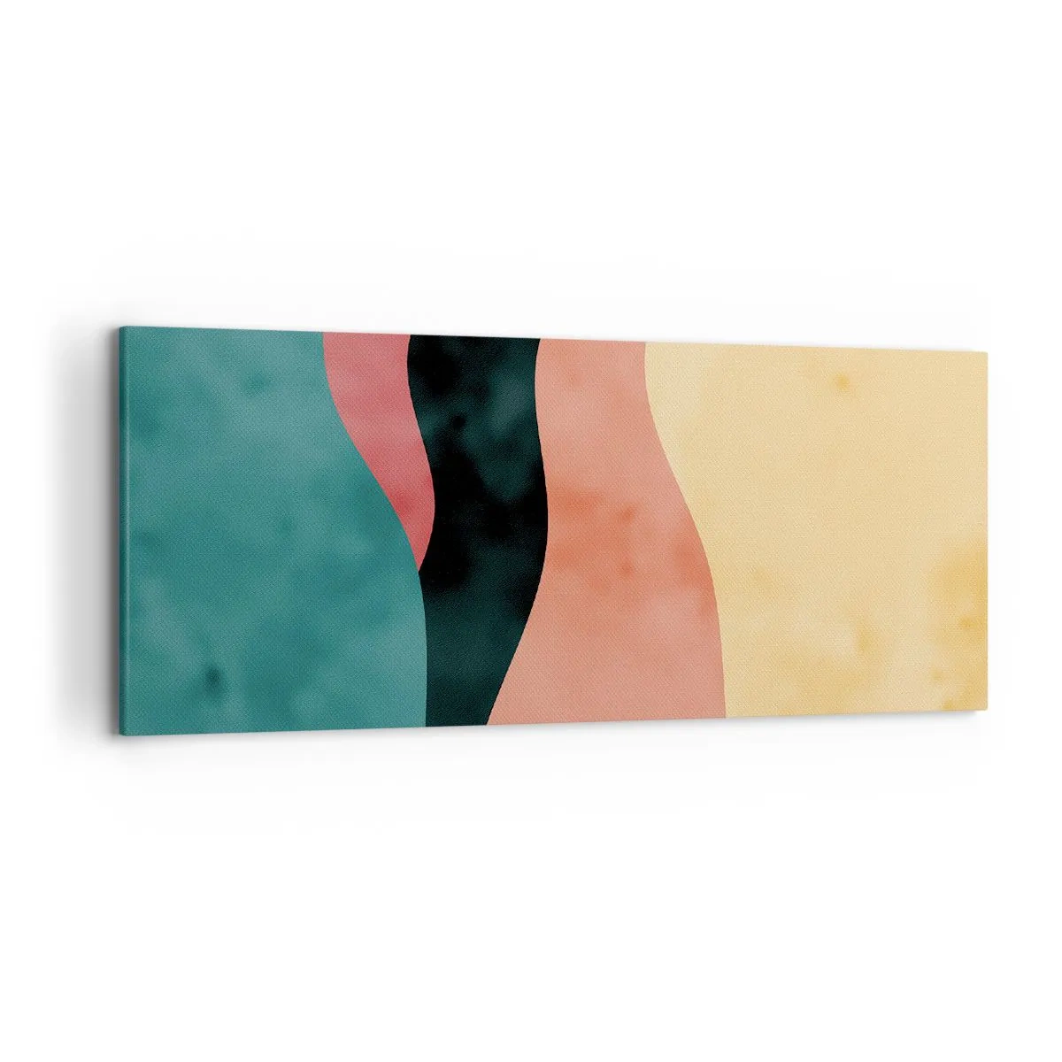 Obraz na płótnie - Abstrakcyjne fale w pastelowych barwach - 120x50cm - Zgodna niezgodność - Nowoczesna dekoracja ścienna do salonu i sypialni ARTTOR
