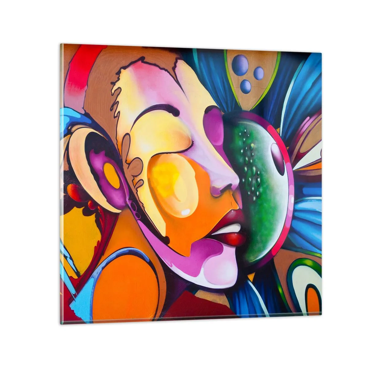 Obraz na szkle - Dotknąć kolorem - 50x50 cm