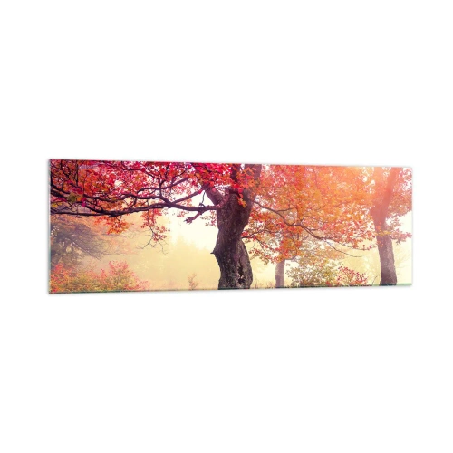 Obraz na szkle - Jesienny krajobraz z drzewami w intensywnych kolorach - 160x50cm - Szał rozkwitu - Nowoczesna dekoracja ścienna do salonu i sypialni ARTTOR