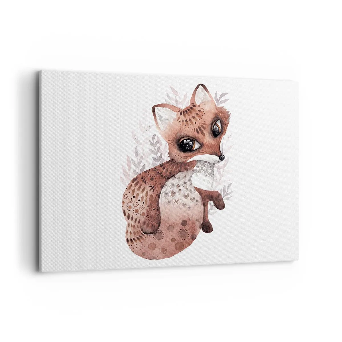 Obraz na płótnie - Uroczy lisek w akwarelowym stylu na jasnym tle - 100x70cm - Tylko pokochać - Nowoczesna dekoracja ścienna do salonu, kuchni i sypialni ARTTOR