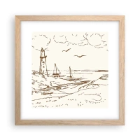 Poszter világos tölgy keretben - A nyár emlékeinek vázlata - 30x30 cm
