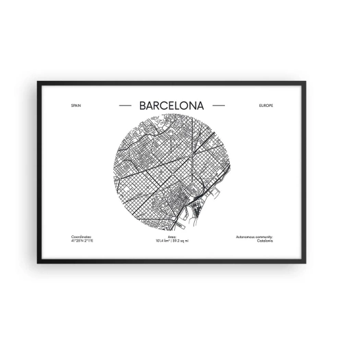 Plakat w czarnej ramie - Anatomia Barcelony - 91x61 cm