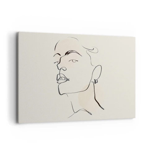 Obraz na płótnie - Minimalistyczny szkic kobiecej twarzy - 120x80cm - Dumne spojrzenie - Nowoczesna dekoracja ścienna do salonu, kuchni i sypialni ARTTOR