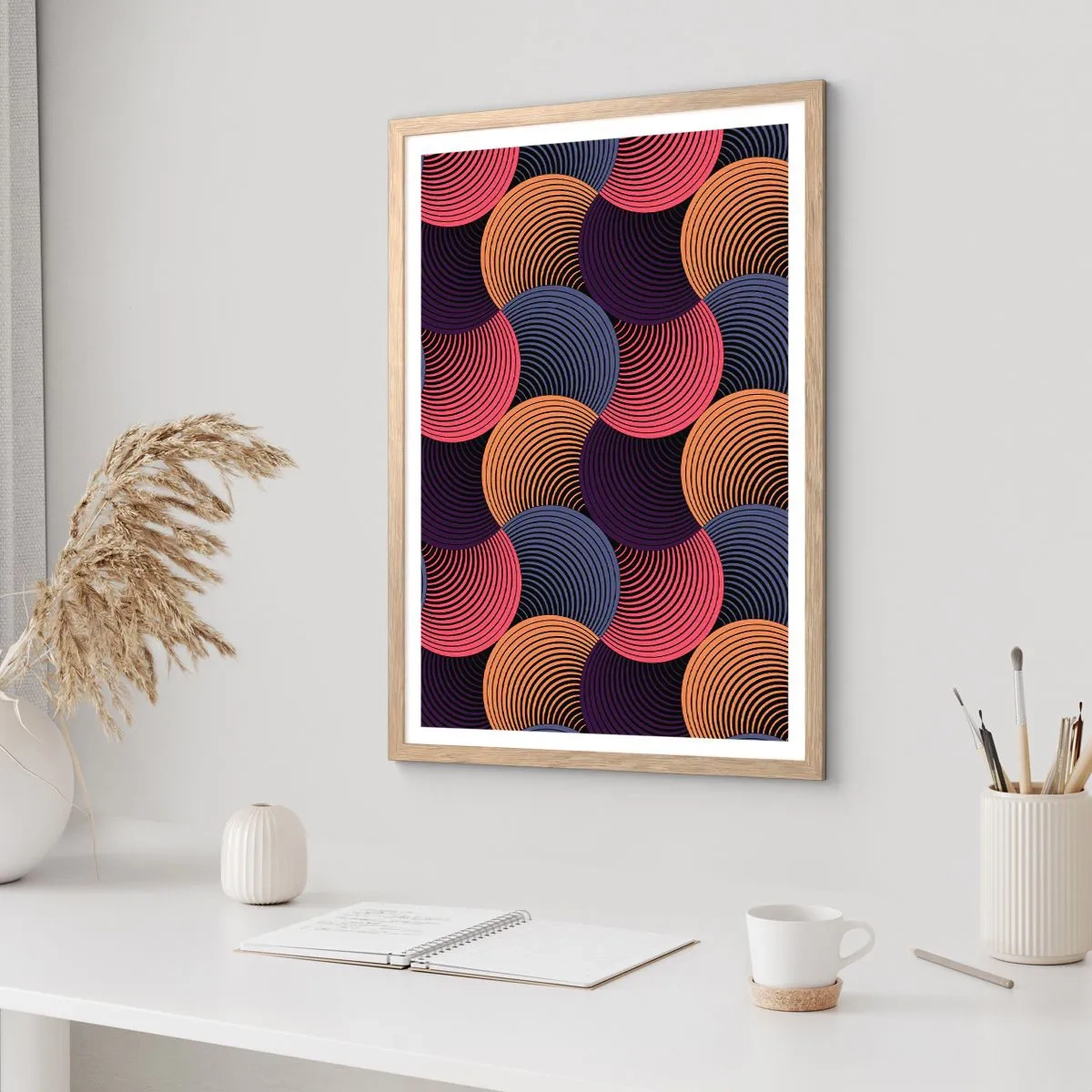 Plakat w ramie jasny dąb - W kolistym rytmie - 50x70 cm