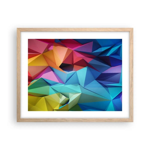 Plakat w ramie jasny dąb - Tęczowe origami - 50x40 cm