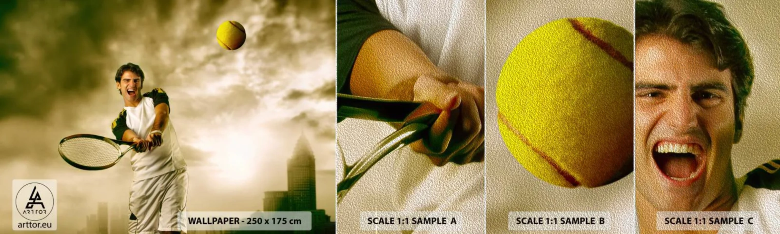 Fototapeta Próbka Premium Sand - Energia i radość - Sport, Tenis, Tenisista - 100x30 cm