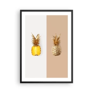 Plakat w czarnej ramie - Minimalistyczna kompozycja dwóch ananasów - 50x70cm - Ananas dla nas - Nowoczesna dekoracja ścienna do salonu i sypialni ARTTOR