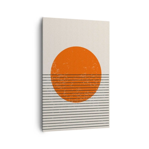Obraz na płótnie - Minimalistyczne słońce z geometrycznymi liniami - 80x120cm - Zawsze słońce - Nowoczesna dekoracja ścienna do salonu i sypialni ARTTOR