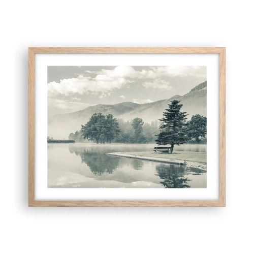 Plakat w ramie jasny dąb - Jezioro jeszcze śpi - 50x40 cm