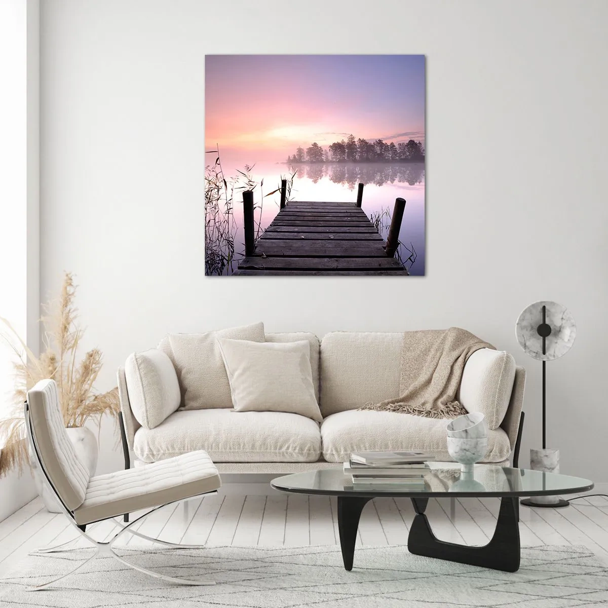 Obraz na szkle - Z liliowej mgły... - 40x40 cm