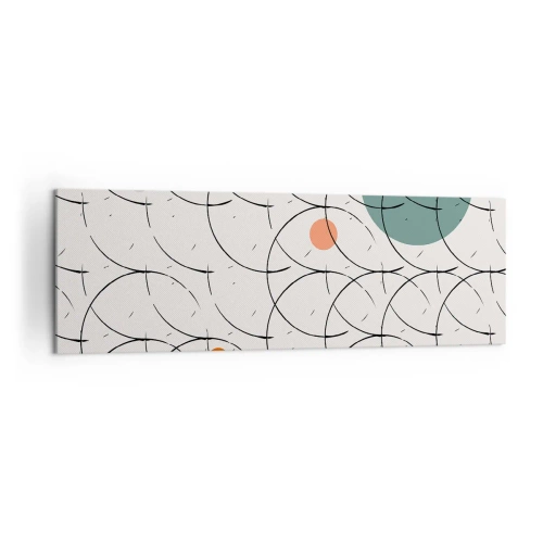 Obraz na płótnie - Geometryczny wzór z kolorowymi okręgami na jasnym tle - 160x50cm - W pop-artowym duchu - Nowoczesna dekoracja ścienna do salonu i sypialni ARTTOR
