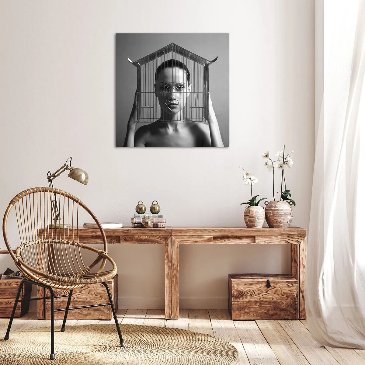 Obraz na płótnie - Portret nieco surrealistyczny - 50x50 cm