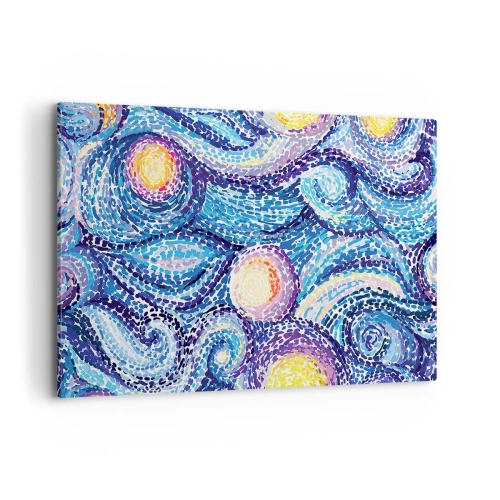 Obraz na płótnie - Artystyczna interpretacja gwiaździstego nieba w stylu van Gogha - 120x80cm - Z obrazu van Gogha - Nowoczesna dekoracja ścienna do salonu, kuchni i sypialni ARTTOR