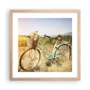 Plakat w ramie jasny dąb - Zostanę tu chwilę - 40x40 cm