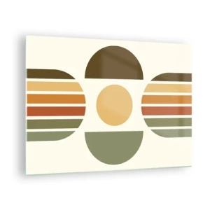 Obraz na szkle - Abstract geometric design with earthy tones and bold shapes - 70x50cm - W kolorach ziemi - Nowoczesna dekoracja ścienna do salonu i sypialni ARTTOR