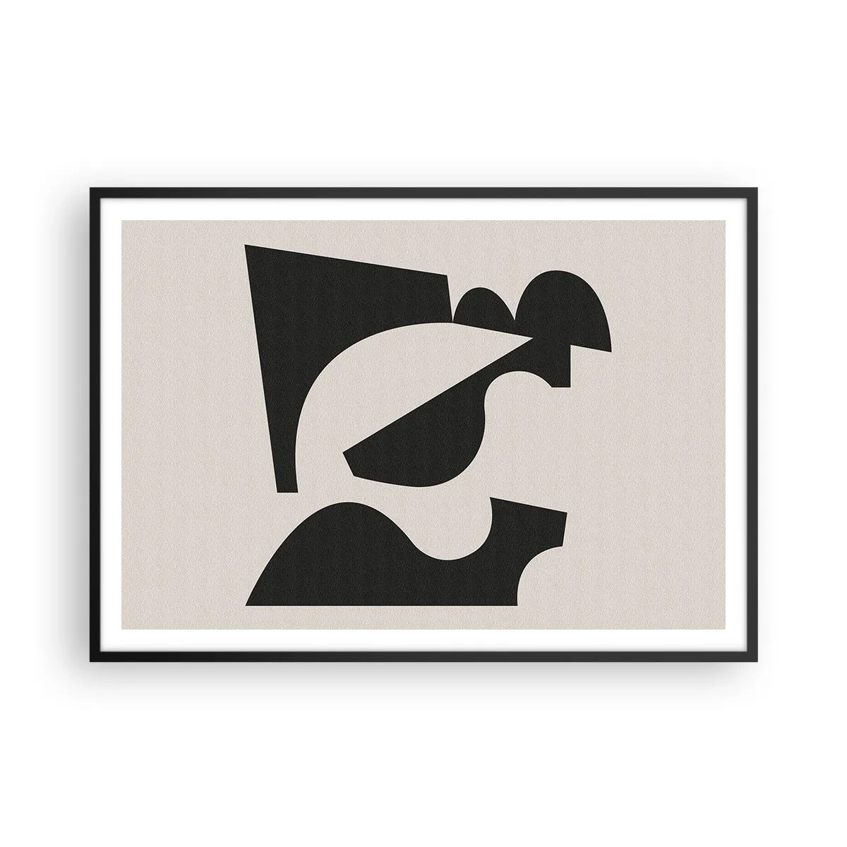Plakat w czarnej ramie - Abstrakcyjna kompozycja geometryczna w czerni i bieli - 100x70cm - Do samodzielnego składania - Nowoczesna dekoracja ścienna do salonu i sypialni ARTTOR