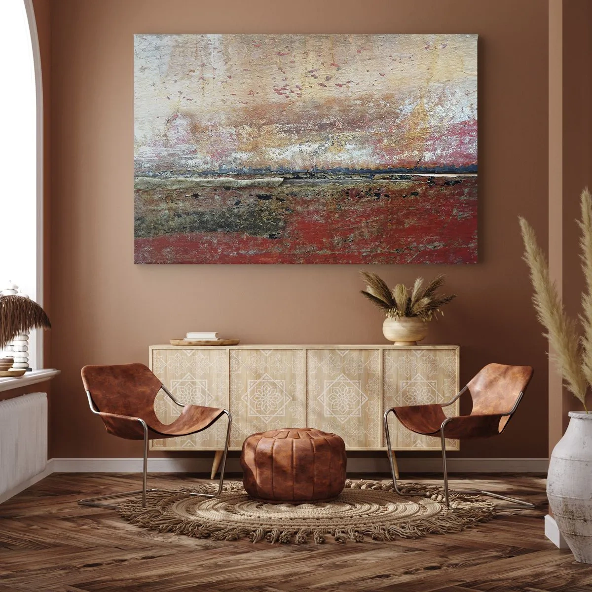 Obraz na płótnie - Abstrakcyjna kompozycja inspirowana morzem i naturą - 70x50cm - Może to morze - Nowoczesna dekoracja ścienna do salonu i sypialni ARTTOR