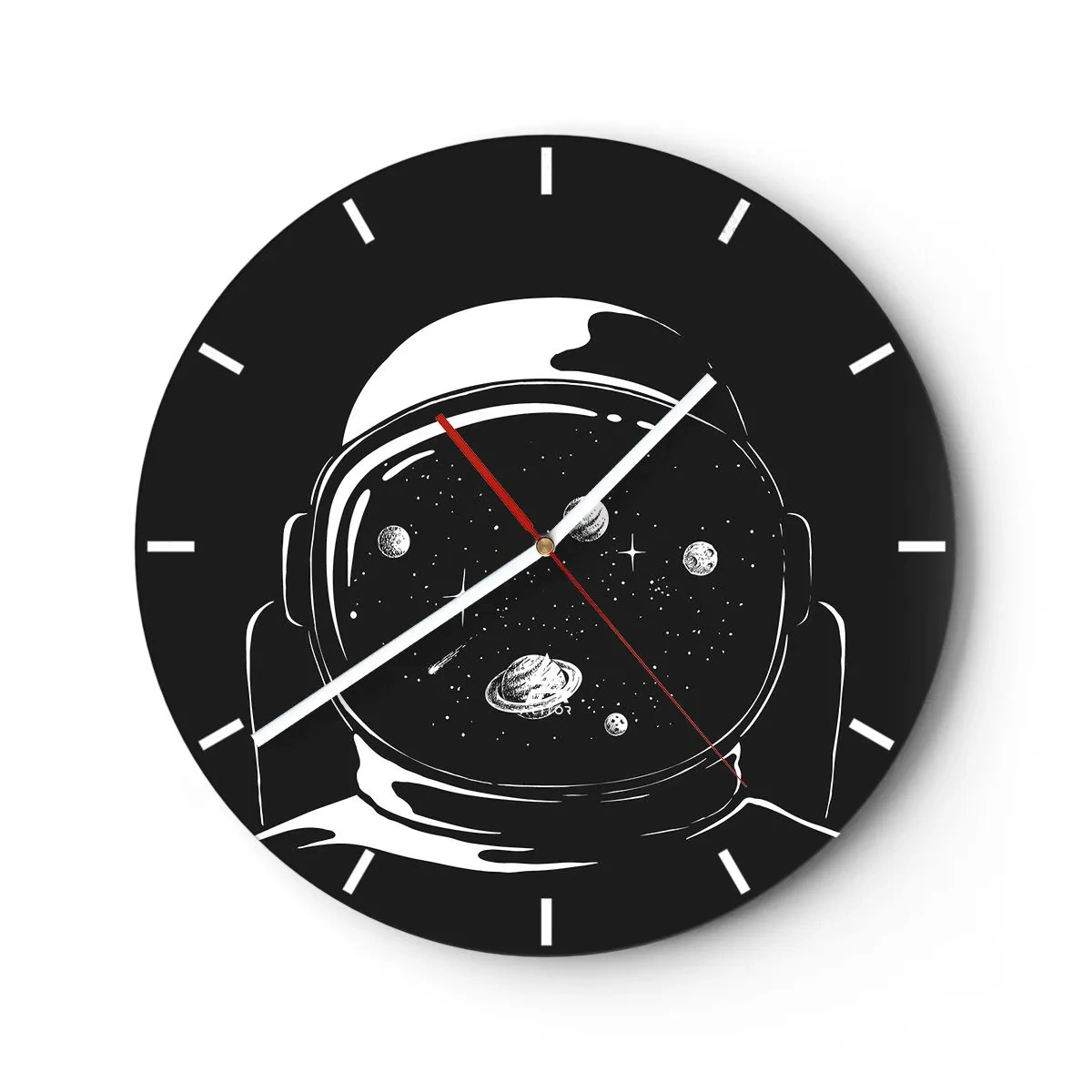 Zegar ścienny - Kosmos odbity w wizjerze hełmu astronauty - 30x30cm - Niezły widok - Nowoczesna dekoracja ścienna do salonu, kuchni i sypialni ARTTOR