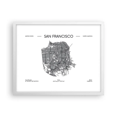 Plakat w białej ramie - Anatomia San Francisco - 50x40 cm