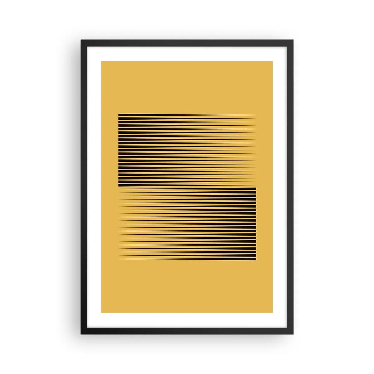 Plakat w czarnej ramie - Minimalistyczna kompozycja linii na musztardowym tle - 50x70cm - Kwadratura przeciwieństw - Nowoczesna dekoracja ścienna do salonu i sypialni ARTTOR