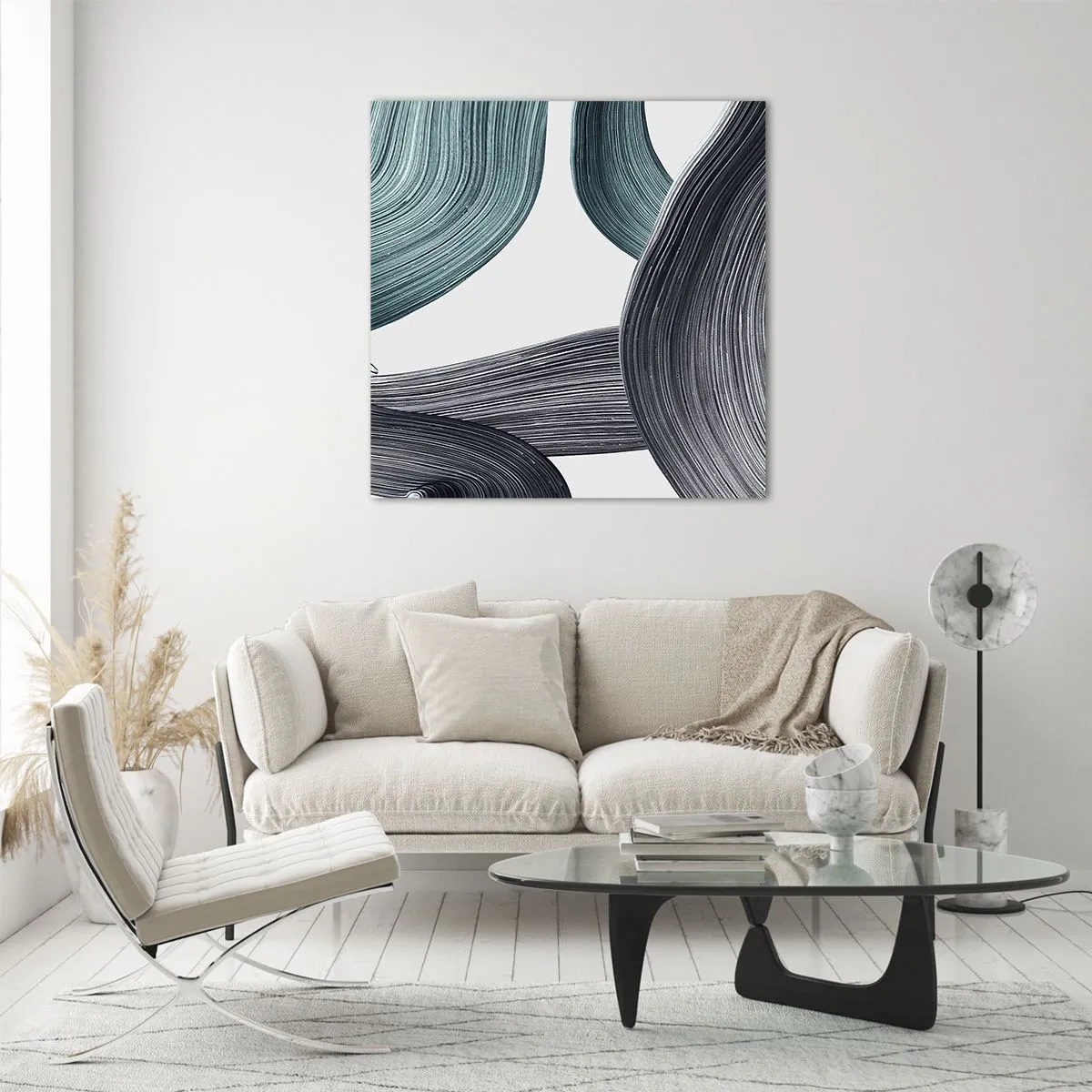 Obraz na szkle - Szmaragdowe i czarne szlaki - 30x30 cm