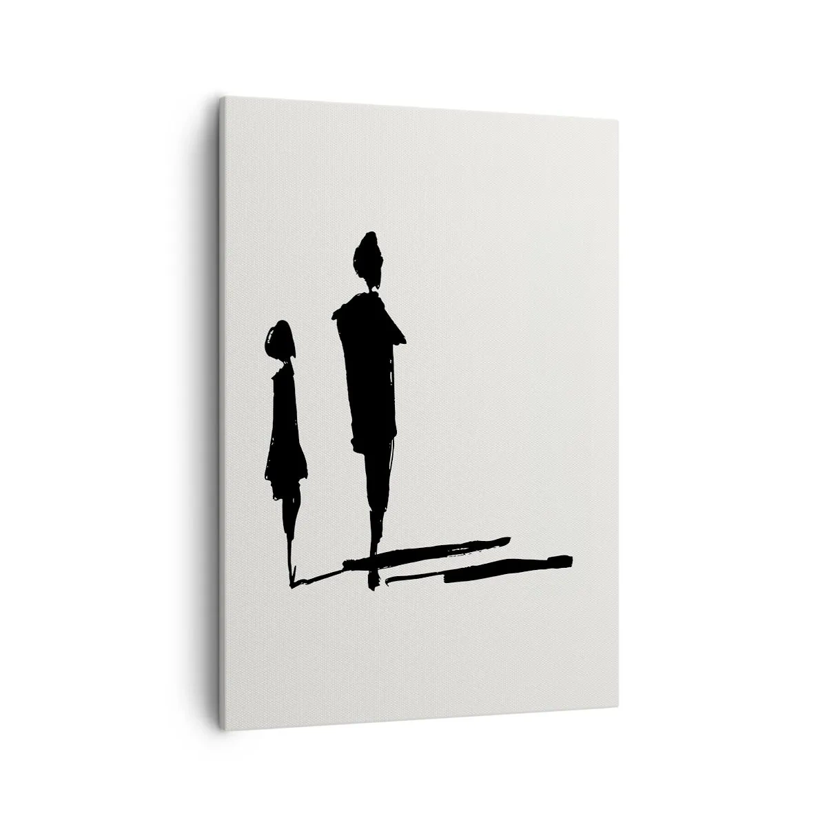 Obraz na płótnie - Abstrakcyjna kompozycja dwóch postaci w czerni - 50x70cm - Na pewno razem? - Nowoczesna dekoracja ścienna do salonu, kuchni i sypialni ARTTOR