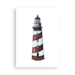Plakat - Ilustracja latarni morskiej w klasycznym stylu - 50x70cm - Zawsze na straży - Nowoczesna dekoracja ścienna do salonu, kuchni i sypialni ARTTOR