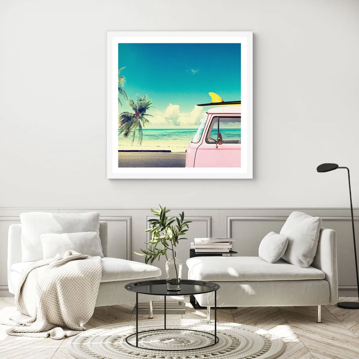 Plakat w białej ramie - Wakacje czas zacząć - 30x30 cm