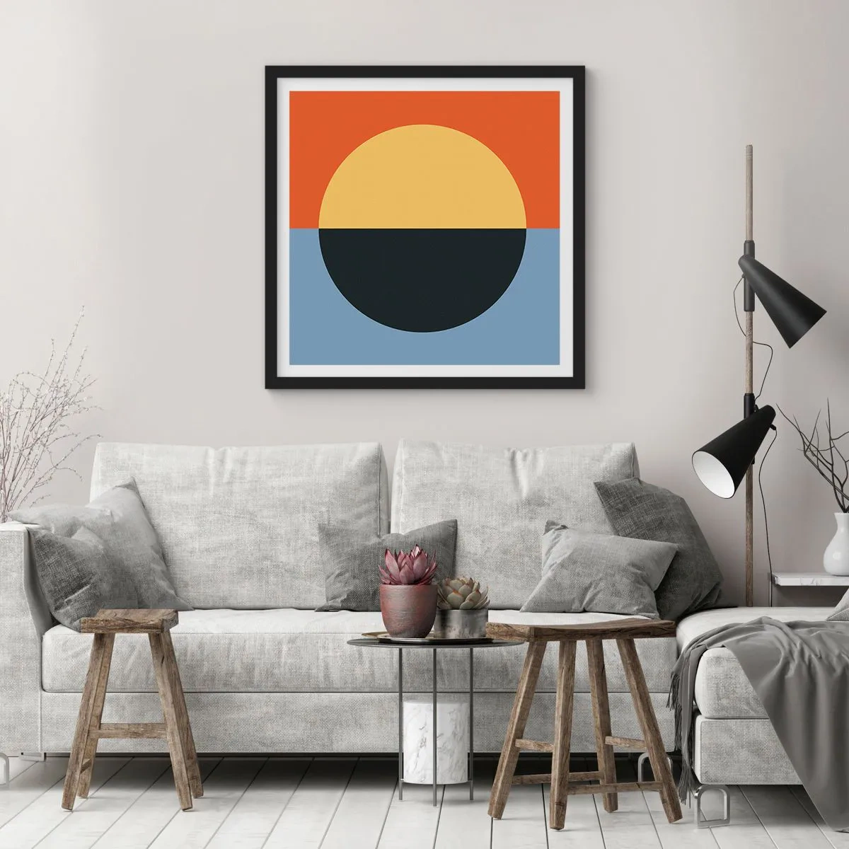 Plakat w czarnej ramie - Kompozycja ciepła i chłodu - 40x40 cm