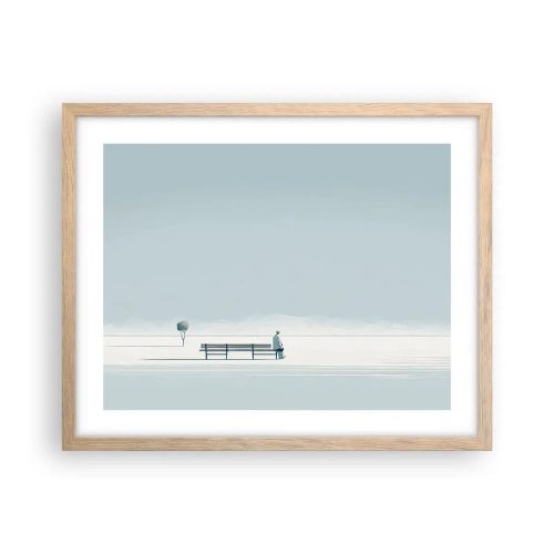 Plakat w ramie jasny dąb - Tak, czekam. - 50x40 cm