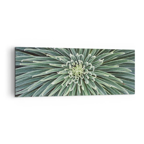 Obraz na płótnie - Symetryczny układ zielonych liści przypominający gwiazdę - 140x50cm - Narodziny gwiazdy - Nowoczesna dekoracja ścienna do salonu i sypialni ARTTOR