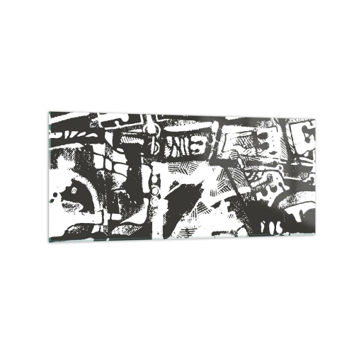Obraz na szkle - Abstrakcyjny monochromatyczny wzór w stylu retro - 120x50cm - Porządek czy chaos? - Nowoczesna dekoracja ścienna do salonu i sypialni ARTTOR
