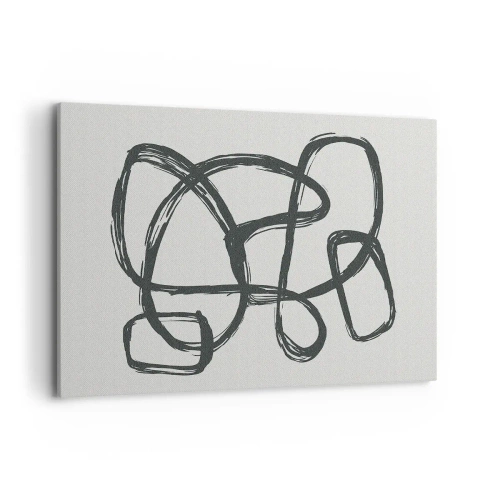 Obraz na płótnie - Abstrakcyjne linie tworzące swobodne kształty na jasnym tle - 120x80cm - Zapętlona abstrakcja - Nowoczesna dekoracja ścienna do salonu, kuchni i sypialni ARTTOR