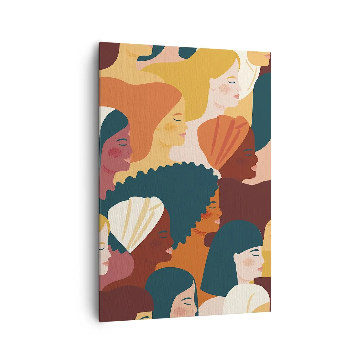Obraz na płótnie - Kolorowe profile kobiet w różnorodnych stylizacjach - 70x100cm - Tylko kobiecość - Nowoczesna dekoracja ścienna do salonu i sypialni ARTTOR