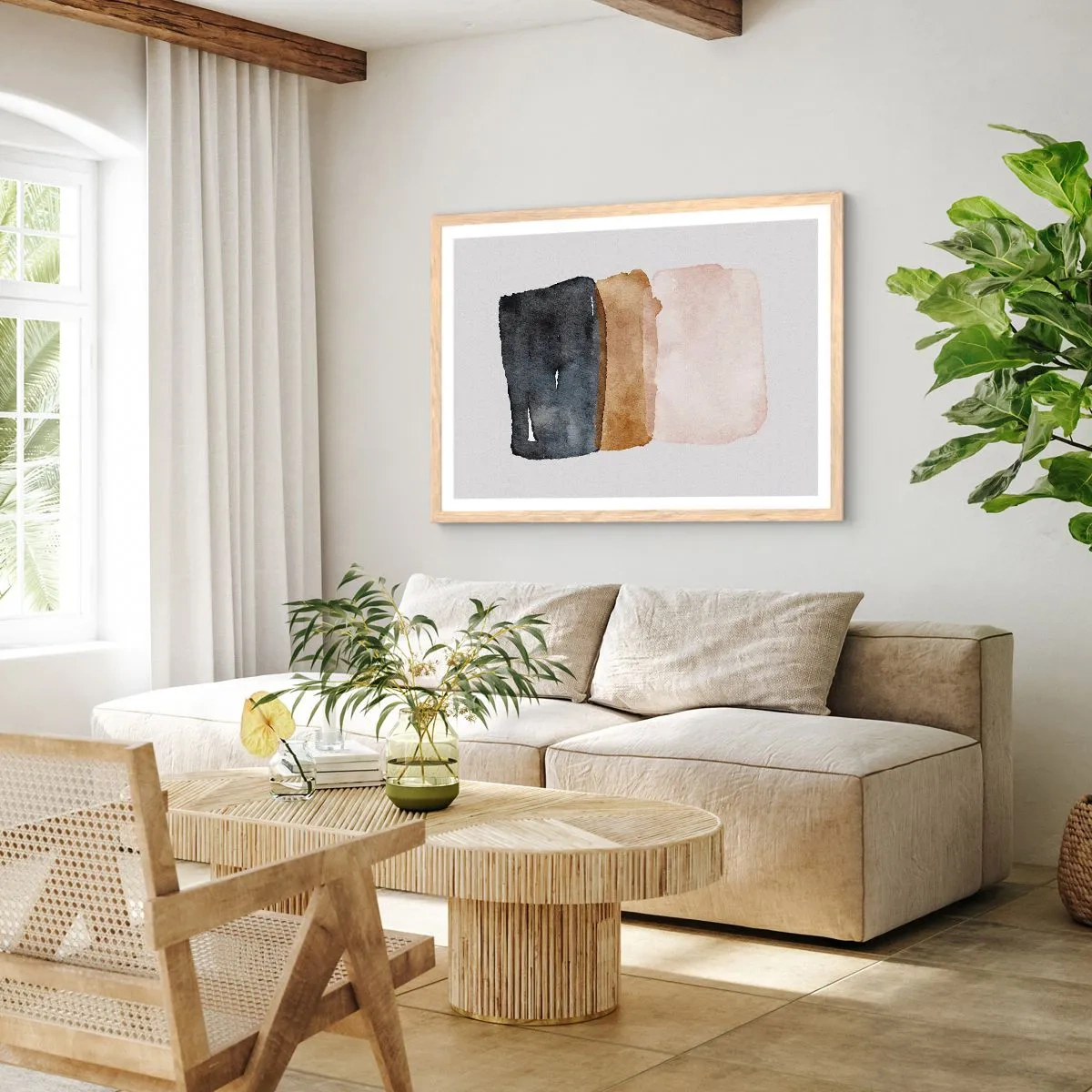 Plakat w ramie jasny dąb - Kompozycja barw ziemi - 40x30 cm