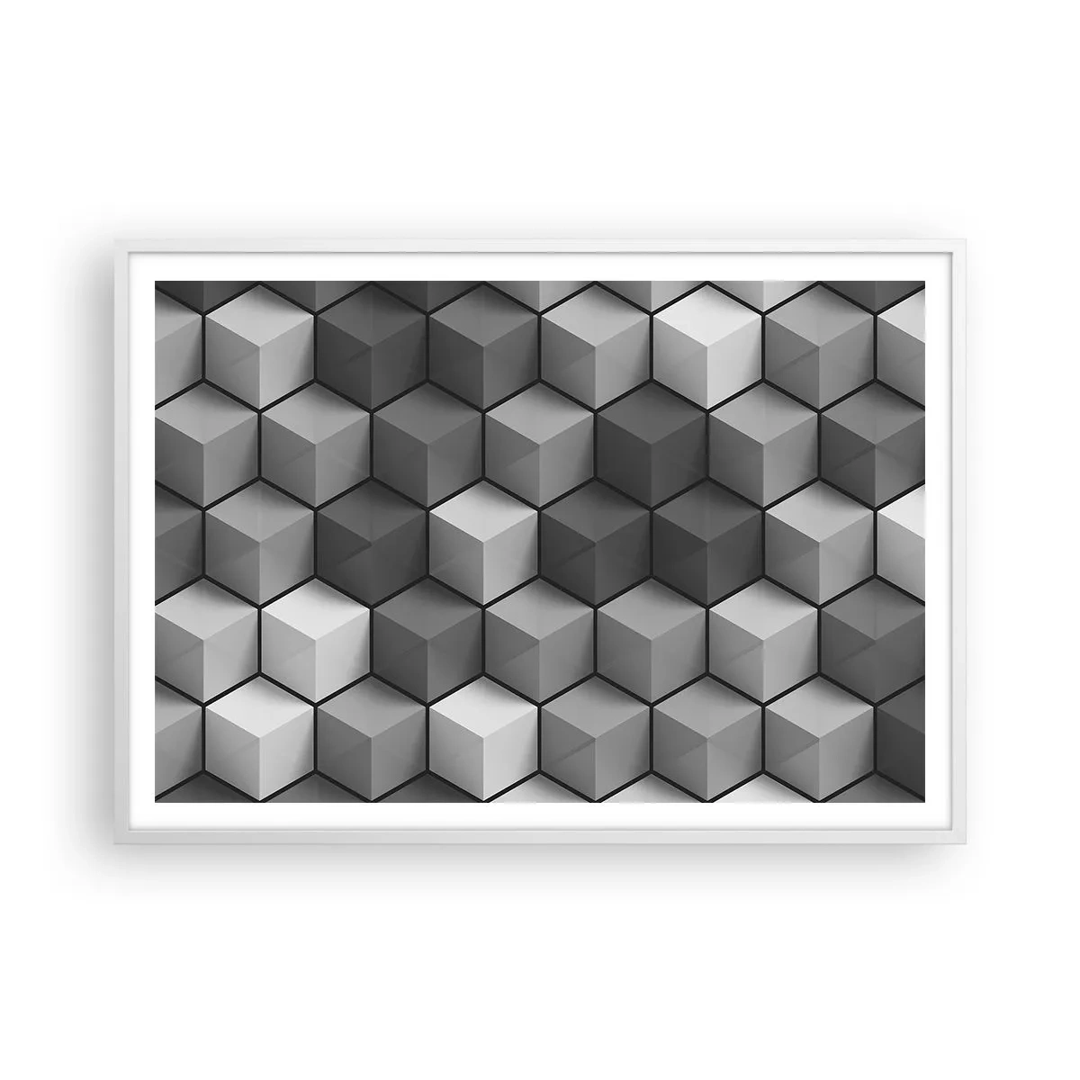 Plakat w białej ramie - Kubistyczna układanka - 100x70 cm