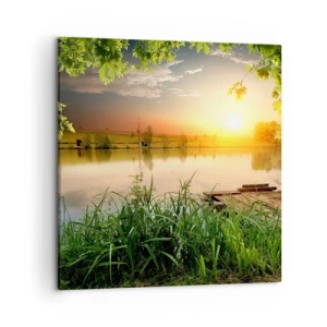 Obraz na płótnie - Pejzaż w zielonej ramie - 50x50 cm