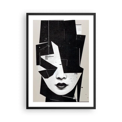 Plakat w czarnej ramie - Abstrakcyjny portret kobiety w czerni i bieli - 50x70cm - Głęboko ukryte - Nowoczesna dekoracja ścienna do salonu i sypialni ARTTOR