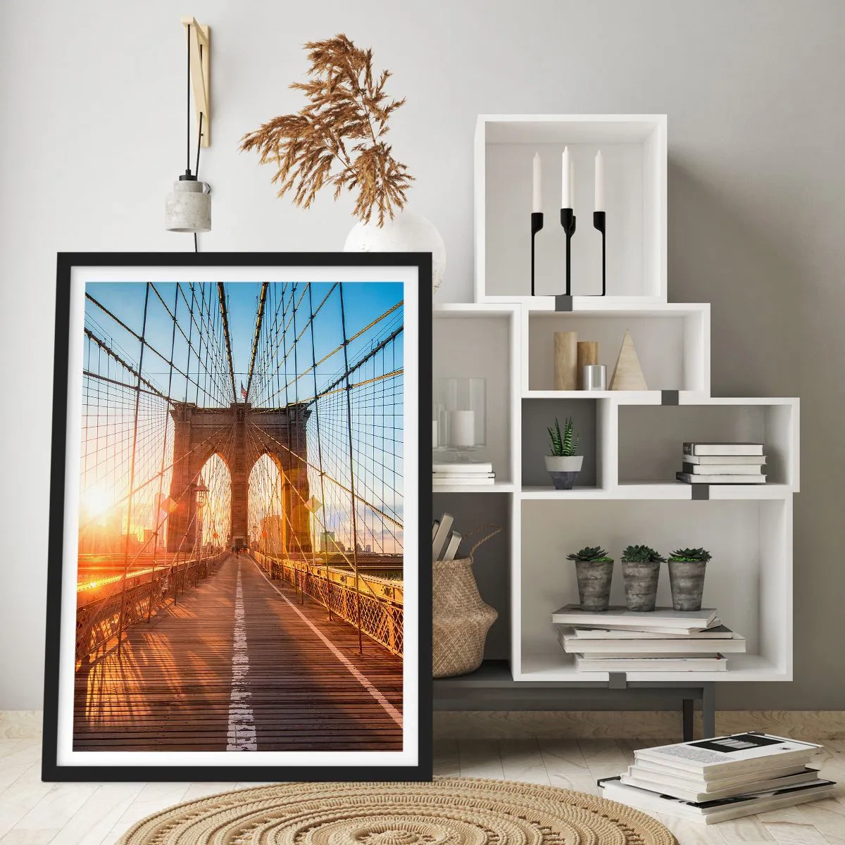 Plakat w czarnej ramie - Na złotym moście - 70x100 cm