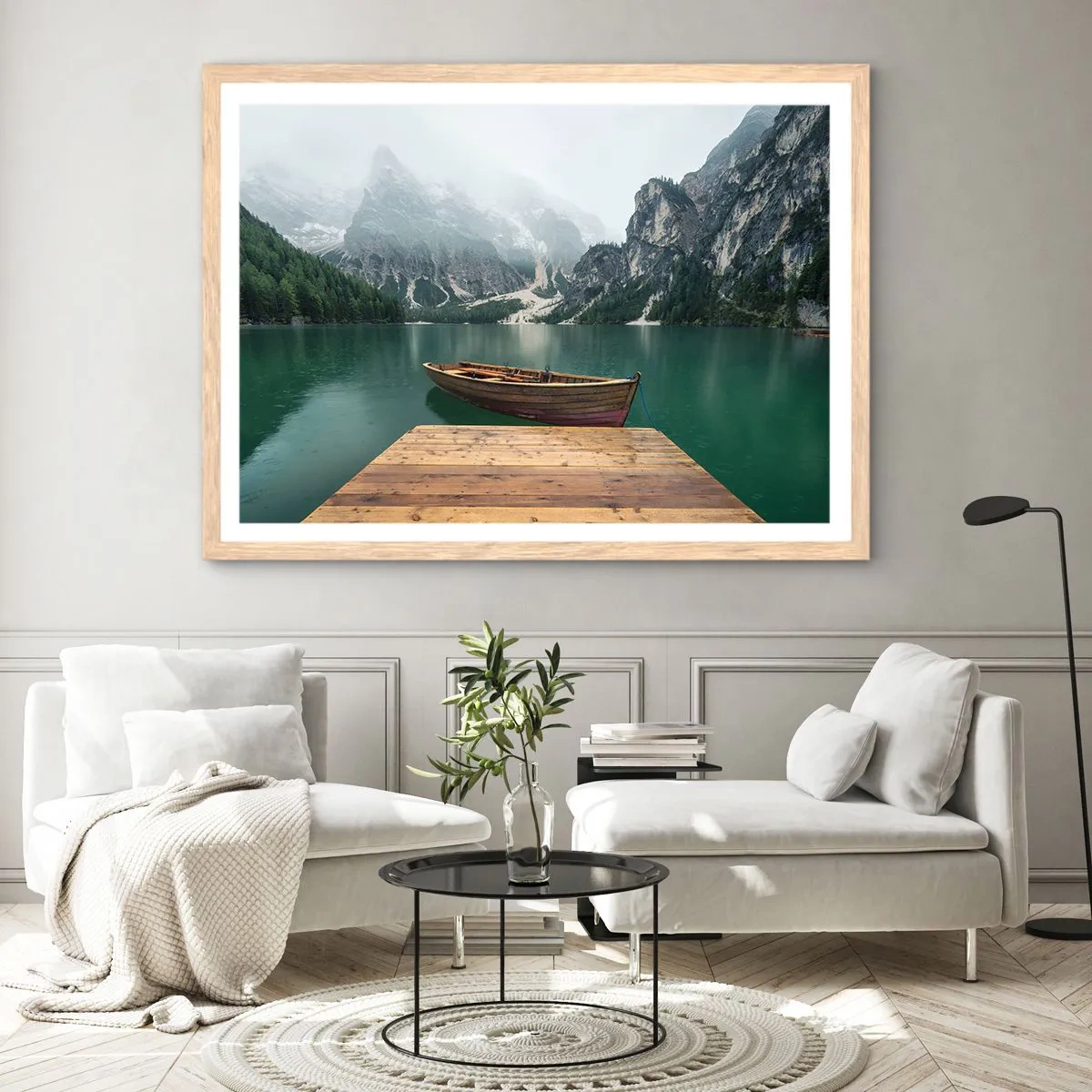 Plakat w ramie jasny dąb - "I dumne opoki czoła" - 40x30 cm